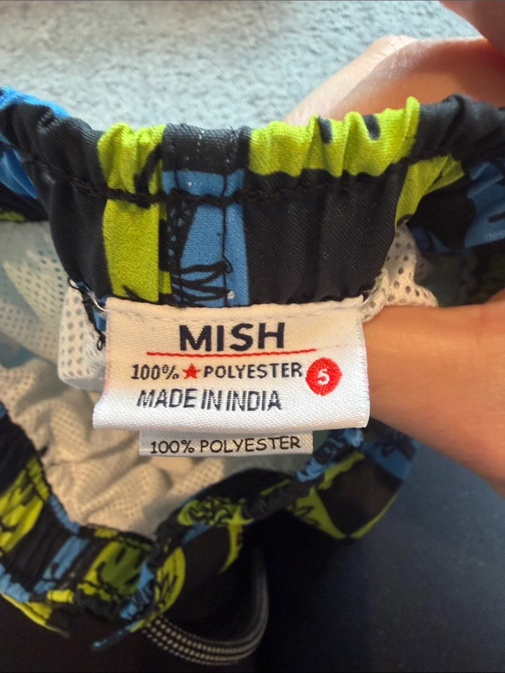 MISH Kids Checkerboard Swim Trunks in Black, Blue & Lime